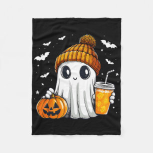 Halloween Ghost Pumpkin Spice Latte Autumn Fall Co Fleece Blanket