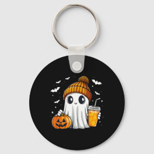 Halloween Ghost Pumpkin Spice Latte Autumn Fall Co Key Ring