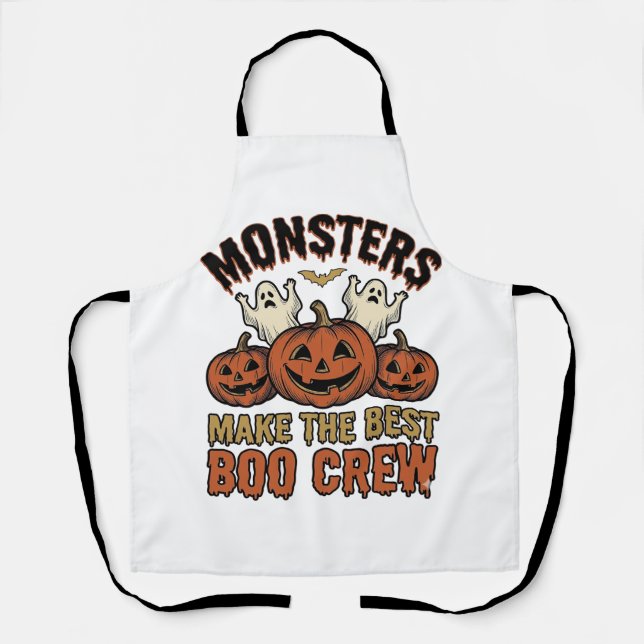 Halloween Ghost Pumpkin Vintage Engraving Funny Te Apron (Front)