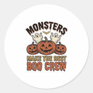 Halloween Ghost Pumpkin Vintage Engraving Funny Te Classic Round Sticker