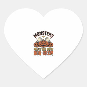 Halloween Ghost Pumpkin Vintage Engraving Funny Te Heart Sticker