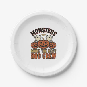 Halloween Ghost Pumpkin Vintage Engraving Funny Te Paper Plate