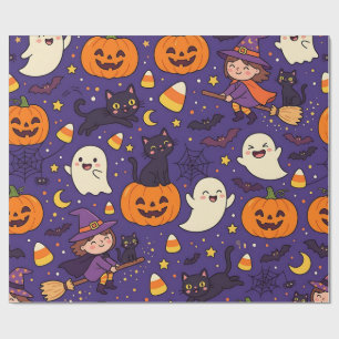 Halloween Ghost Pumpkin Witch Wrapping Paper