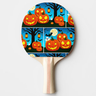 Halloween Ghost, Pumpkins, Bats Ping Pong Paddle