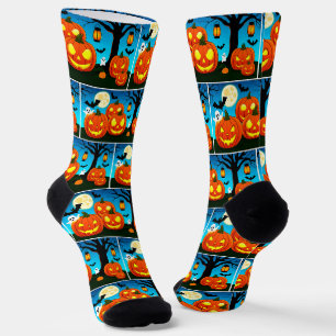 Halloween Ghost, Pumpkins, Bats Socks