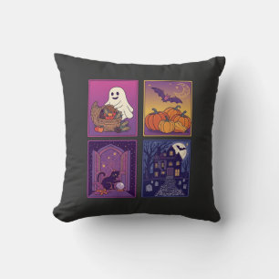 Halloween Ghost Pumpkins Black Cat Haunted House B Cushion