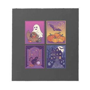 Halloween Ghost Pumpkins Black Cat Haunted House B Notepad