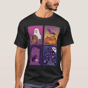 Halloween Ghost Pumpkins Black Cat Haunted House B T-Shirt