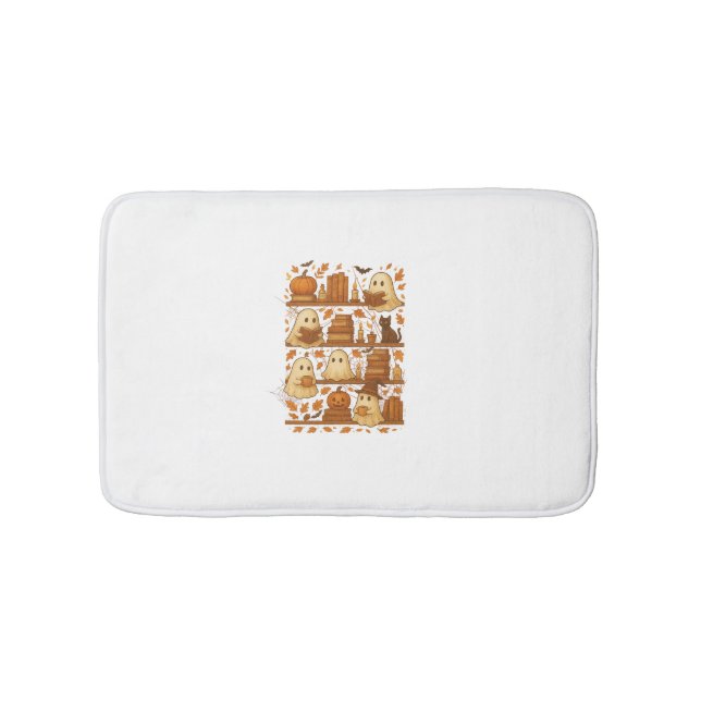 Halloween Ghost Reading Books Lover Bath Mat (Front)