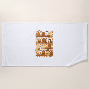 Halloween Ghost Reading Books Lover Beach Towel