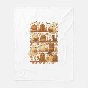 Halloween Ghost Reading Books Lover Fleece Blanket