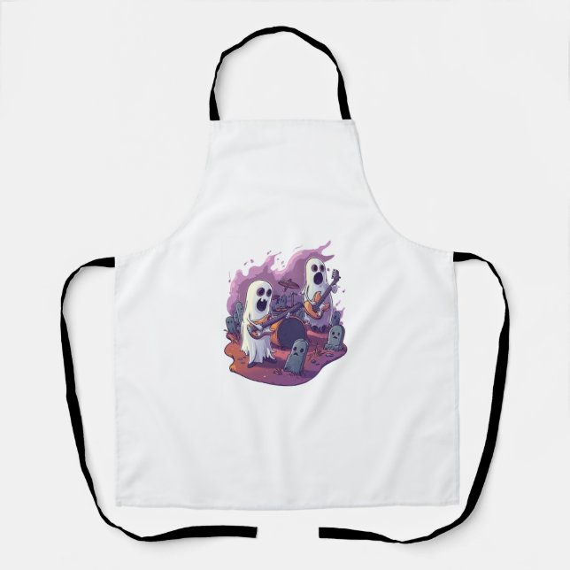 Halloween Ghost Rock Band Apron (Front)
