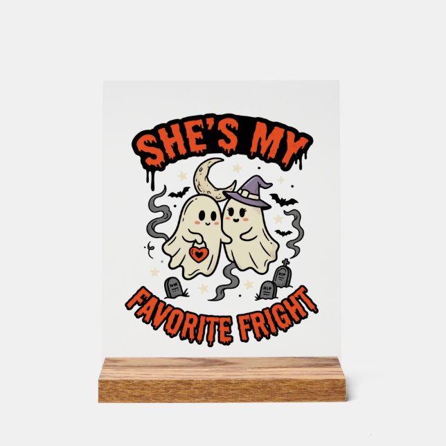 Halloween Ghost Romance Humour Acrylic Sign (Front)