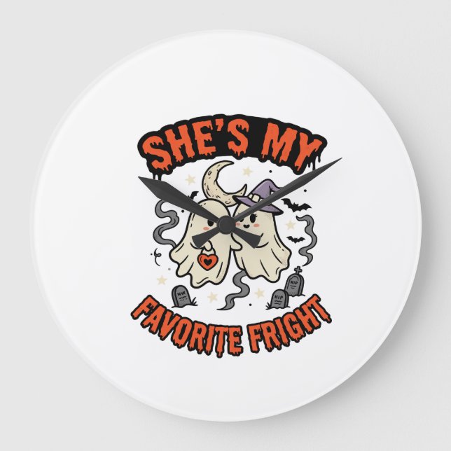 Halloween Ghost Romance Humour Large Clock (Front)