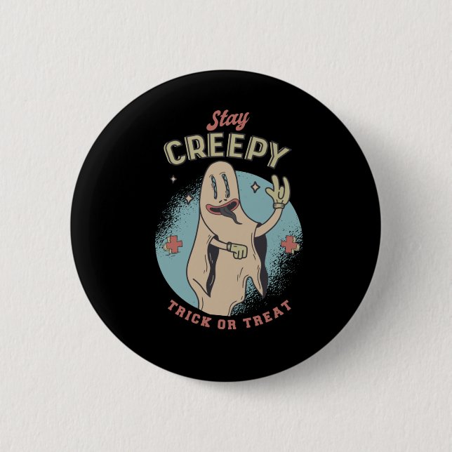 Halloween Ghost Saying Design 6 Cm Round Badge (Front)