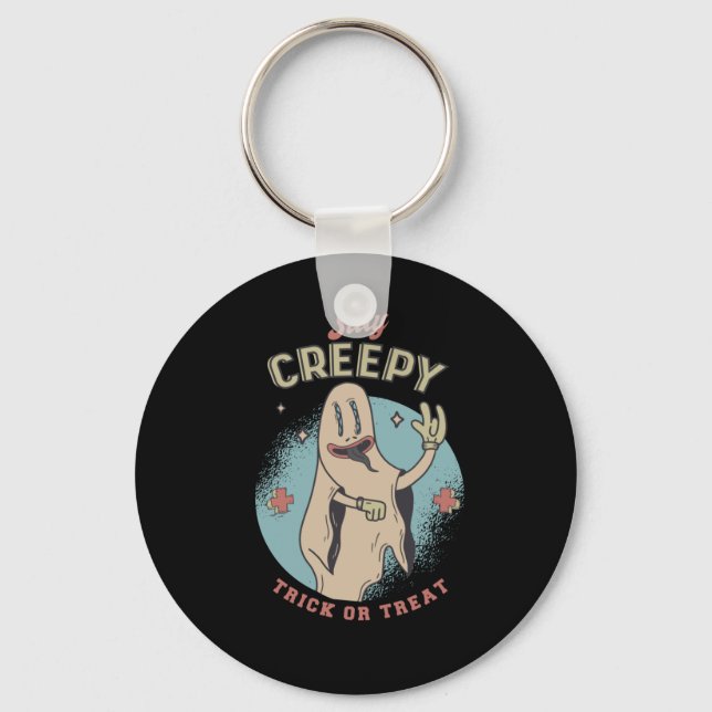 Halloween Ghost Saying Design Key Ring (Front)