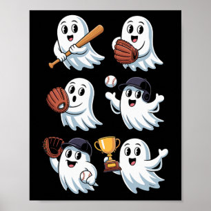 Halloween Ghost Sell Softll Pitcher Catcher Poster