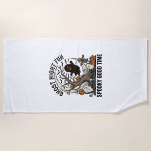 Halloween Ghost Shirt Vintage Graveyard Fun Design Beach Towel