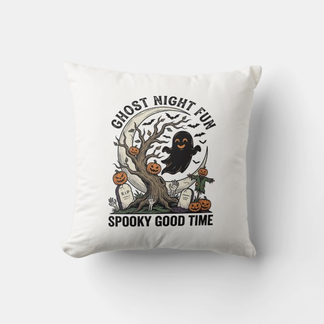 Halloween Ghost Shirt Vintage Graveyard Fun Design Cushion (Front)