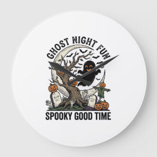 Halloween Ghost Shirt Vintage Graveyard Fun Design Large Clock