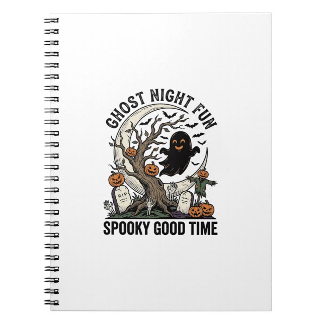 Halloween Ghost Shirt Vintage Graveyard Fun Design Notebook (Front)