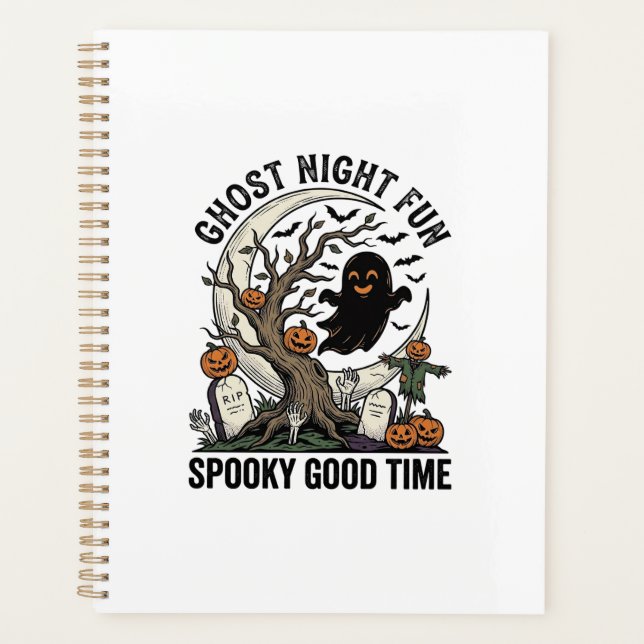 Halloween Ghost Shirt Vintage Graveyard Fun Design Planner (Front)