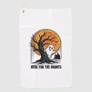 Halloween Ghost Shirt Vintage Haunted Moon Design_ Golf Towel