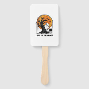 Halloween Ghost Shirt Vintage Haunted Moon Design_ Hand Fan