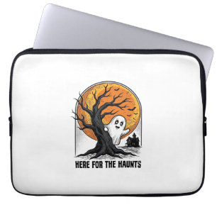 Halloween Ghost Shirt Vintage Haunted Moon Design_ Laptop Sleeve