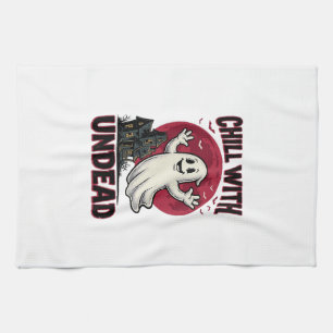 Halloween Ghost Shirt Vintage Haunted Zombie Desig Tea Towel