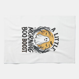 Halloween Ghost Shirt with Vintage Moon Art_1 Tea Towel