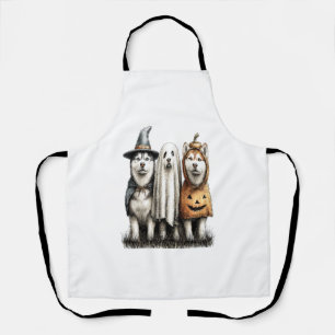 Halloween Ghost Siberian Husky Dog Apron