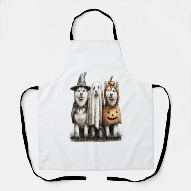 Halloween Ghost Siberian Husky Dog Apron (Front)