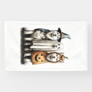 Halloween Ghost Siberian Husky Dog Banner