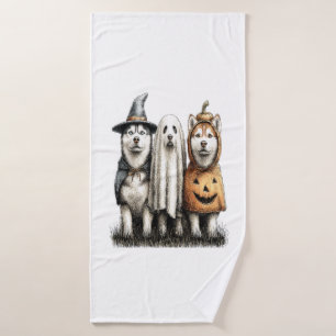 Halloween Ghost Siberian Husky Dog Bath Towel