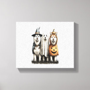 Halloween Ghost Siberian Husky Dog Canvas Print