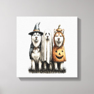 Halloween Ghost Siberian Husky Dog Canvas Print