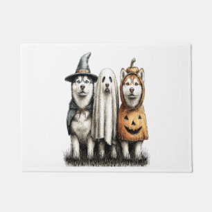 Halloween Ghost Siberian Husky Dog Doormat