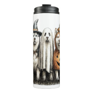 Halloween Ghost Siberian Husky Dog Thermal Tumbler