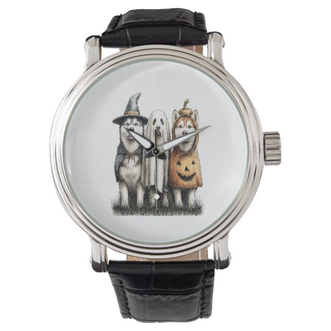 Halloween Ghost Siberian Husky Dog Watch (Front)