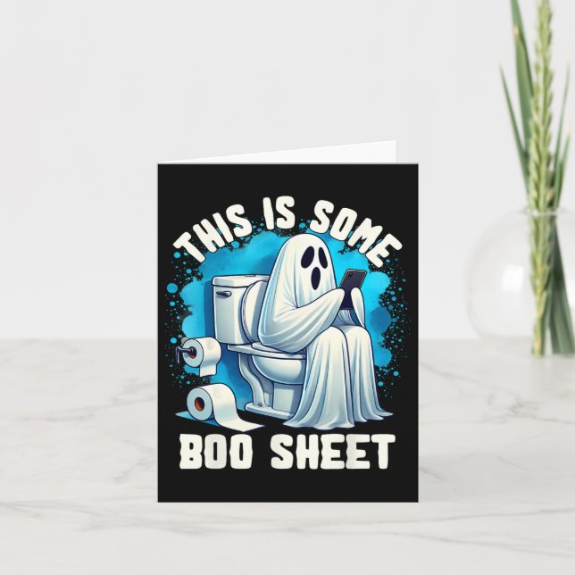 Halloween Ghost Sitting On A Toilet This Is Some B Card (Front)