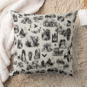 Halloween Ghost Skeleton Ghoul Toile  Cushion