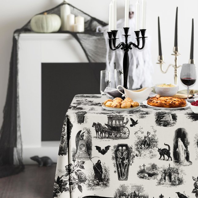 Halloween Ghost Skeleton Ghoul Toile  Tablecloth (Creator Uploaded)
