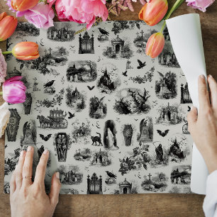 Halloween Ghost Skeleton Ghoul Toile Wrapping Paper Sheet
