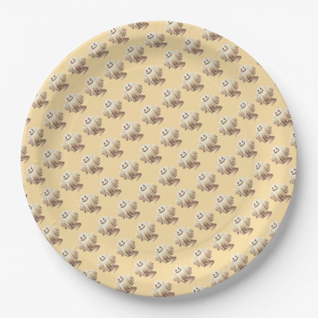 Halloween Ghost Smiling  Paper Plate (Front)