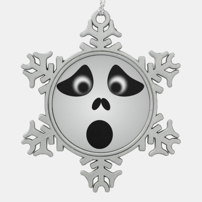 HALLOWEEN GHOST SNOWFLAKE PEWTER CHRISTMAS ORNAMENT (Front)