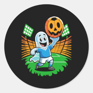 Halloween Ghost Soccer Player  Classic Round Sticker