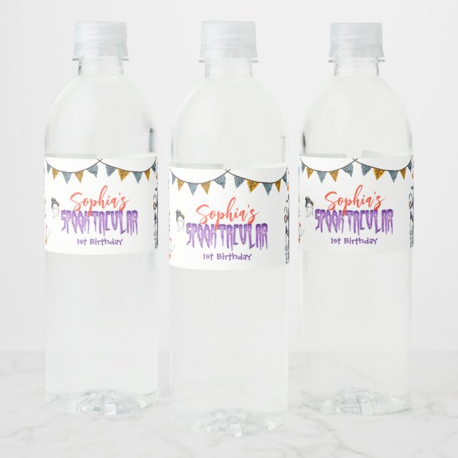 Halloween Ghost Spooktacular Birthday Party Water Bottle Label (Bottles)