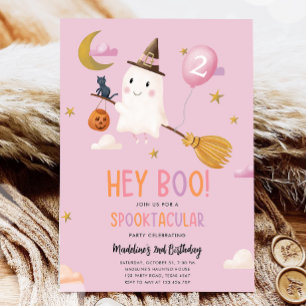 Halloween Ghost Spooktacular Hey Boo Girl Birthday Invitation