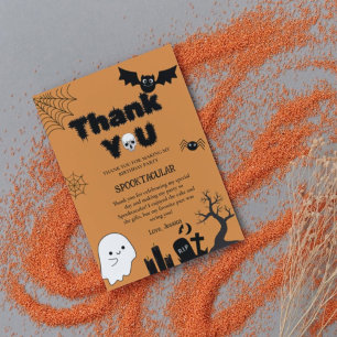 Halloween Ghost Spooky Birthday party Thank You Card